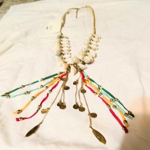 MIA Multicolor Seashell Tassel gold tone. Coin Necklace